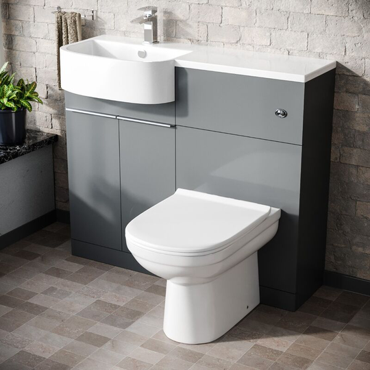 Neshome - Carlo 1000mm p Shape Grey Left Hand Bathroom Vanity, Basin, wc & btw Toilet
