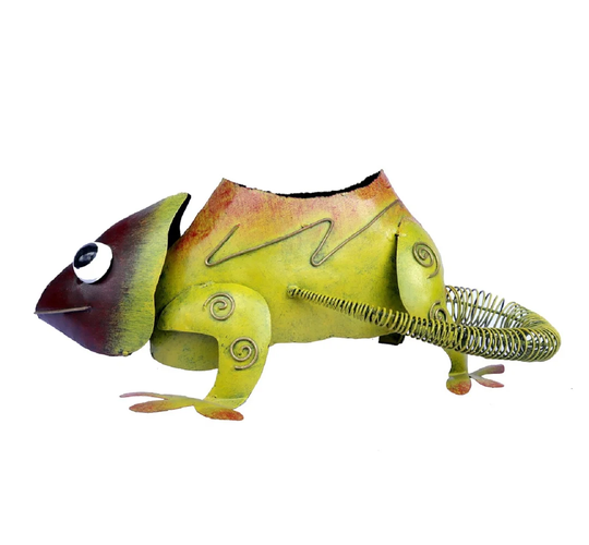 Gecko Lizard Metal Statue Planter