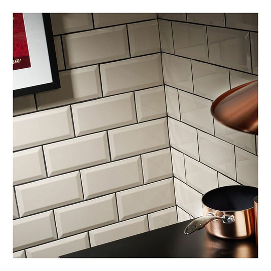 Amiata Metro Bone White Ceramic Tile Sample - Beige