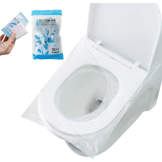 50 pcs Disposable Toilet Toilet, Plastic Toilet Bowl Protector Waterproof Portable Individually Wrapped Antibacterial Material Standard Size for Kids