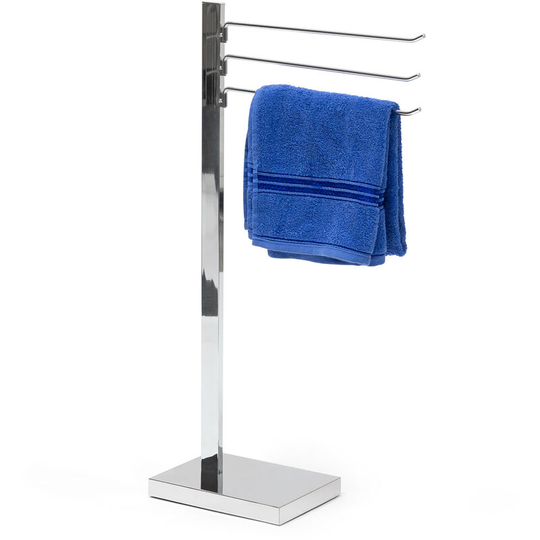 Relaxdays - Towel Rack with 3 Towel Rails, h x w x d: approx. 78 x 18 x 25 cm,Chrome-Plated Steel, Silver