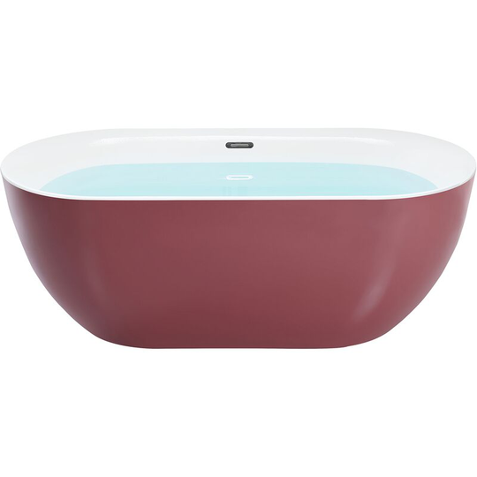 Beliani - Modern Freestanding Bathtub Oval Glossy 1700 x 800 mm Acrylic Red Carrera - Red
