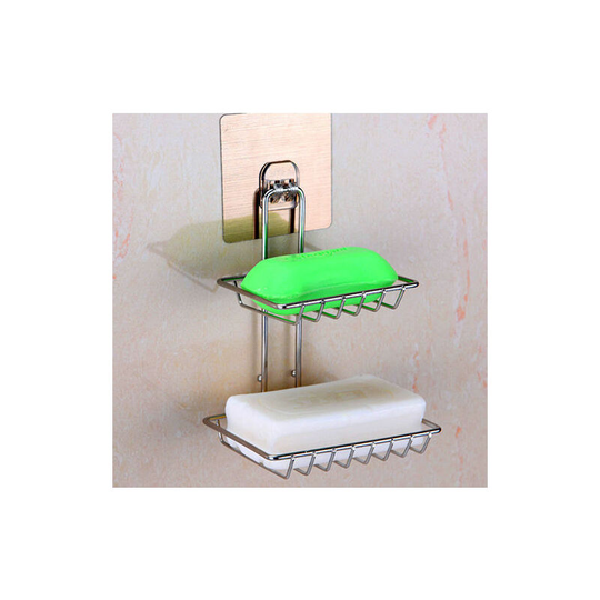 Sunflowergb - Double Layer Suction Cup 1 Piece No Punch Soap Dish Bathroom Drain Soap Dish Bathroom Wall Mount