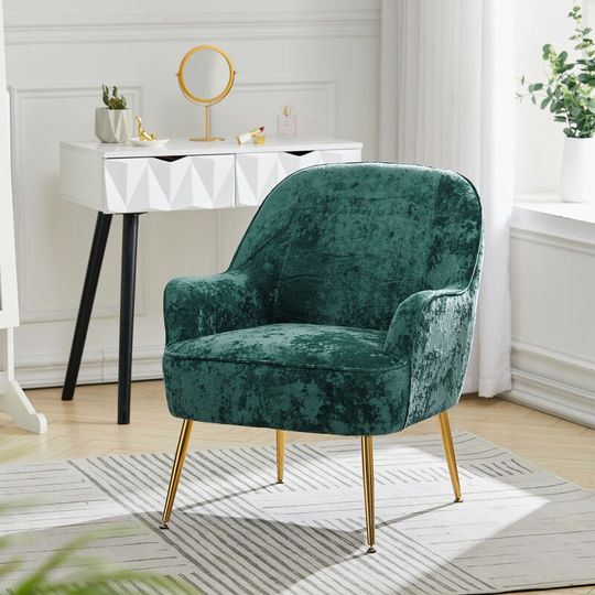 Comfortable Velvet Upholstered Living Room Armchair,Light Green - Livingandhome