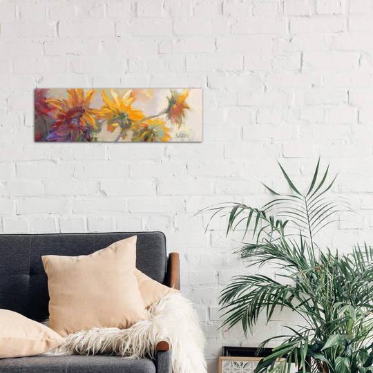 'Three Long Blossoms' Painting on Wrapped Canvas