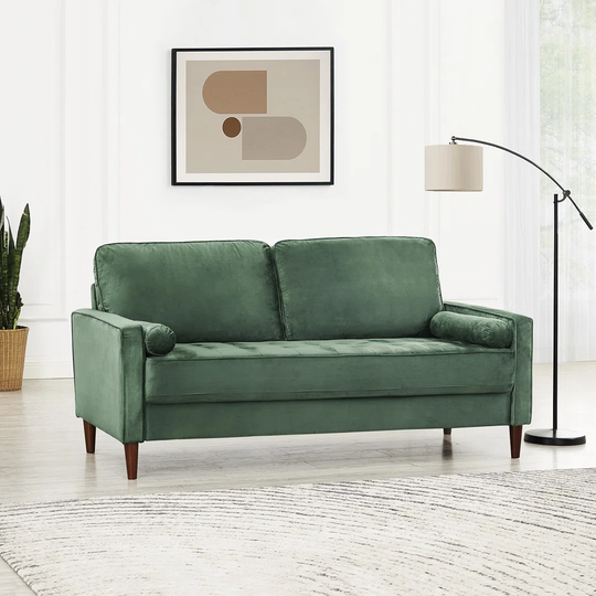 180Cm Velvet Square Arm Sofa