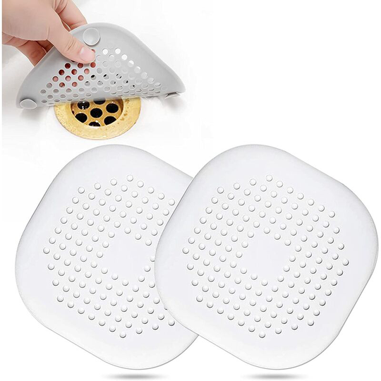 Hair Drain Catcher,Square Drain Cover for Shower Silicone Hair Stopper with Suction Cup,Easy to Install Suit for Bathroom,Bathtub,Kitchen 2 Pack