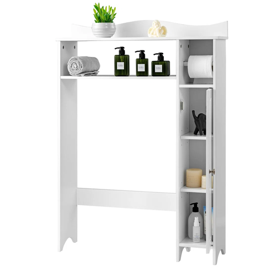 Jillette Bathroom Floor Cabinet, Freestanding Toilet Tissue Cabinet With Paper Roll Holder And Door, Wooden Laundry Shelf Storage Organizer Unit (With
