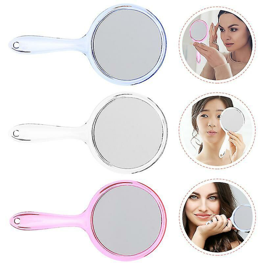 3 Pack Simple Pocket Mirror Girls Magnifying Makeup Mirror Handle Mirror