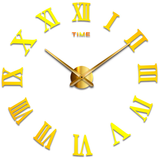 Creative Large Mirror Acrylic diy Wall Clock Roman Living Room Living Room Wallroom Sticker Clock All Black