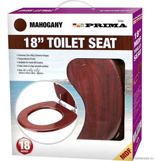 Mahogany 18" Mdf Universal Bathroom Wc Toilet Seat Easy Fit With Fittings Wooden W/c