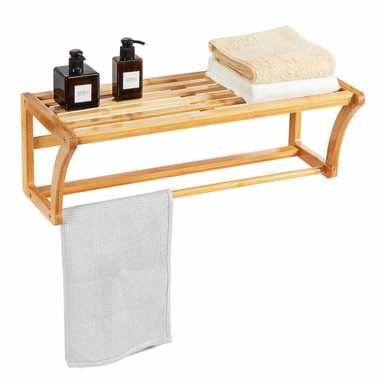 Wall Mounted Towel Rack 2 Tiers Display Shelf Bathroom Organiser Shelving Unit
