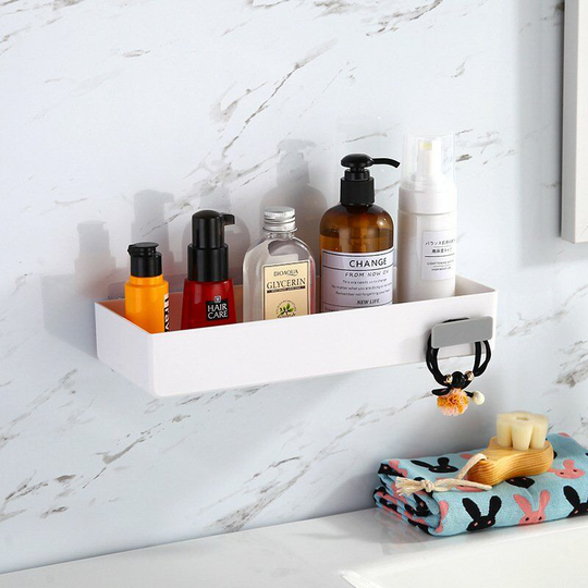 Adhesive Shower Shelf White Organizer Bathroom Shelf Wall Shelf Without Drilling Plastic Shower Shampoo Holder