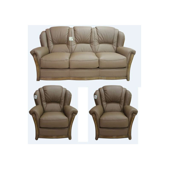 Pisa 3 Seater + Armchair + Armchair Italian Leather Sofa Settee Offer Bark