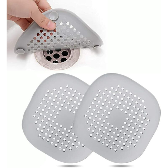 Ilovemilan - 2 Pcs Shower Hair Filter Shower Hair Catcher-Grey or White-Silicone Sink/Bathtub/Shower Filter-Rubber Stopper Bathroom/Kitchen (Grey)
