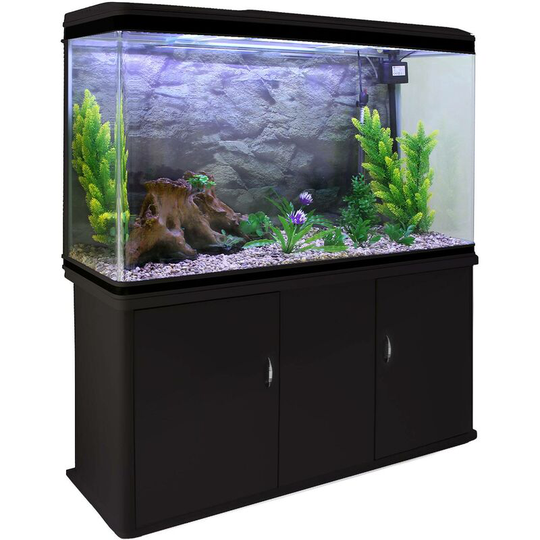 Monstershop - Aquarium Fish Tank & Cabinet with Complete Starter Kit - Black Tank & Natural Gravel - Black