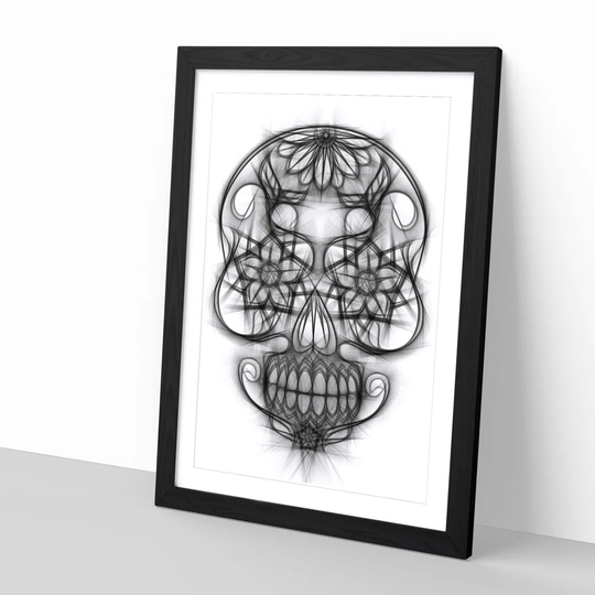 'Sugar Skull Tattoo 3' Framed Graphic Art