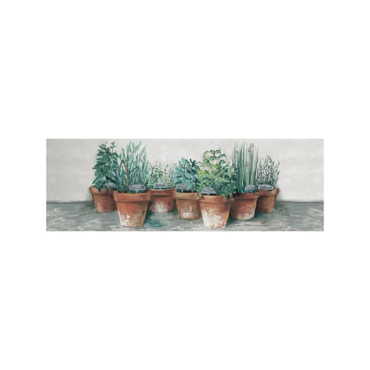 Pots of Herbs II Cottage V2 by Carol Rowan - Graphic Art Print on Canvas