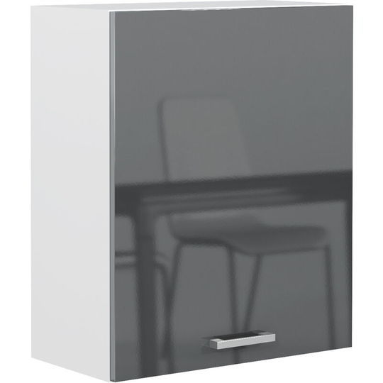 Grey Gloss Kitchen Unit 60cm 600mm Wall Cabinet 1 Door Cupboard Soft Close Luxe - Grey High Gloss