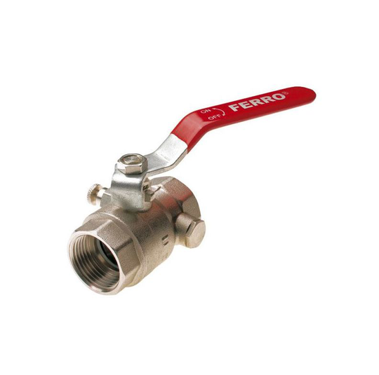 Ferro - Lever Inline Water Ball Valve 5/4' Inch bsp Female Thread With Drain Valve