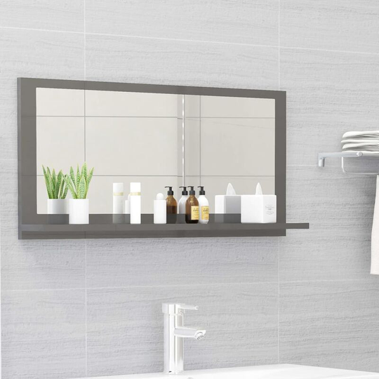 Bathroom Mirror High Gloss Grey 80x10.5x37 cm Chipboard FF804579_UK - Topdeal