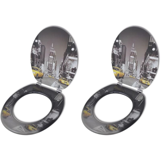 Toilet Seats with Hard Close Lids 2 pcs mdf New York VDTD18804 - Topdeal