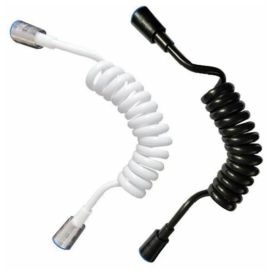 BR-Vie 2 Pieces Shower Hose, 2 m Telescopic Flexible Shower Hose, with Copper Stopper, Retractable Hose for Hand Shower, wc and Bidet White(black,