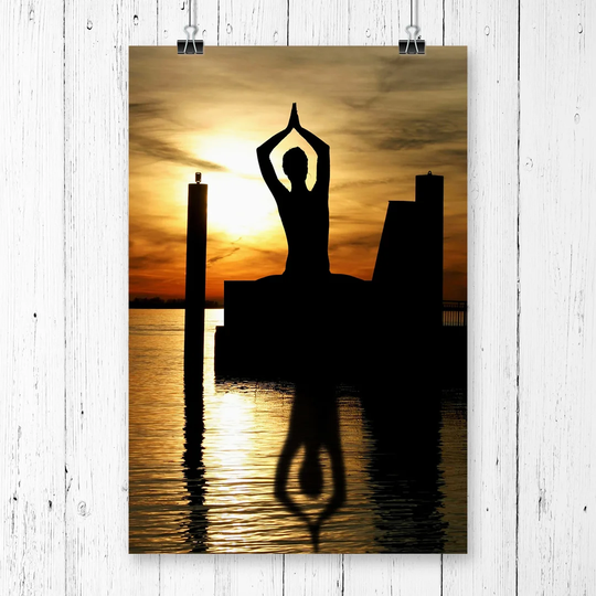 "Yoga Meditation by the Lake" by Chen Daofu Graphic Art