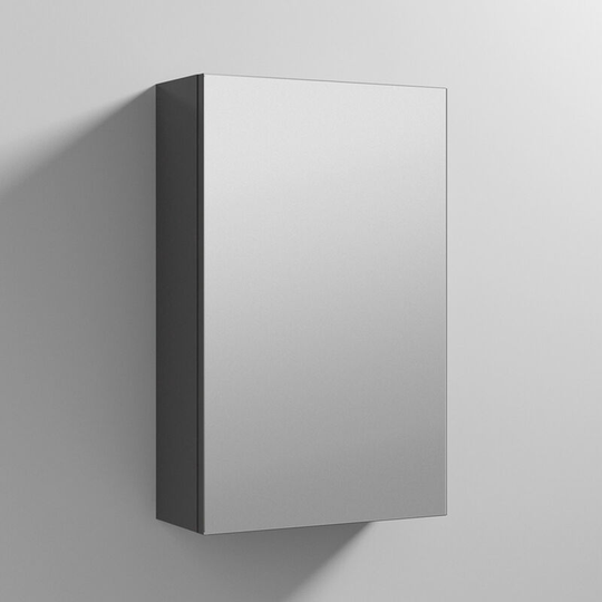 Athena 1-Door Mirrored Bathroom Cabinet 715mm h x 450mm w - Gloss Grey - Nuie