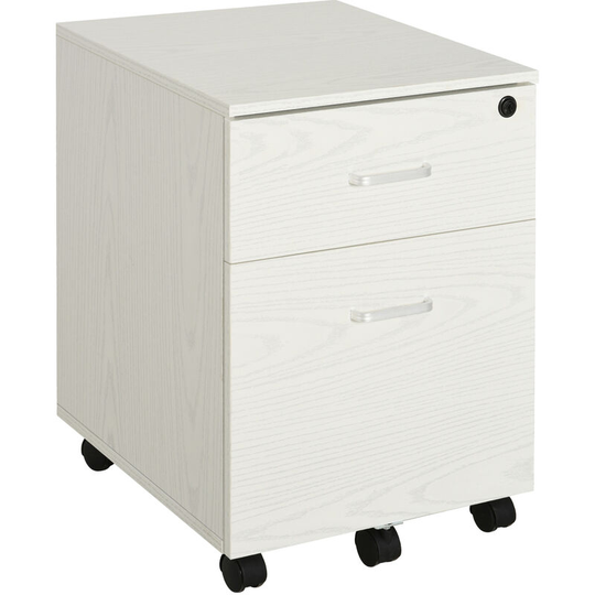 Vinsetto - 2-Drawer Locking Office Filing Cabinet 5 Wheels Rolling Storage White - White