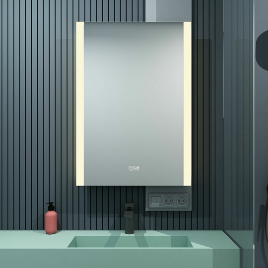 500 x 700mm Led Bathroom Mirror Illuminated Backlit Light Up Mirror Daylight Warm Light Dimmable Anti Fog Switch Horizontal/Vertical Wall Mount - Miqu
