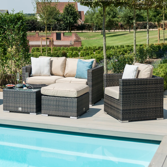 Georgia 2 Seat Rattan Sofa Set - with Ice Bucket - Brown