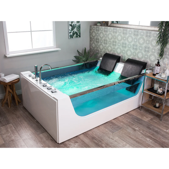 Depuy 1800mm x 1070mm Straight Back to Wall Whirlpool Bathtub