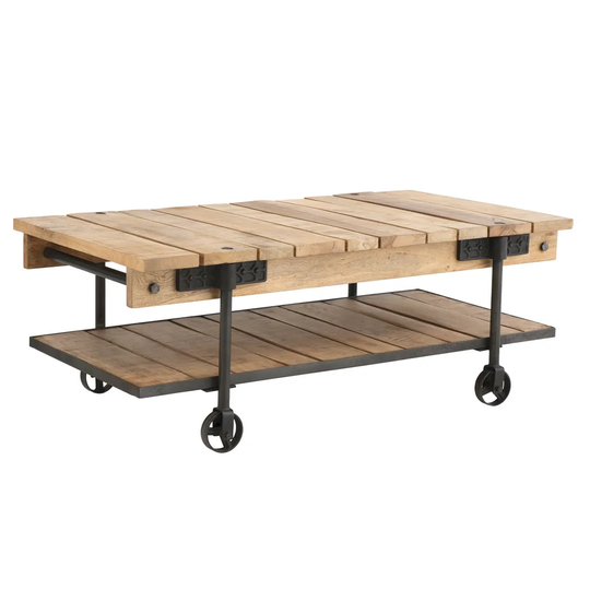 Kirkville Wheel Coffee Table with Storage