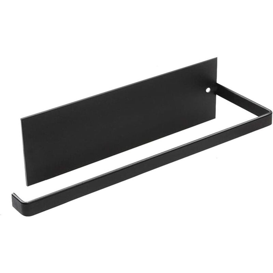 Wall-mounted towel rack Metal towel rack Self-adhesive paper towel rack 22cm Non-porous paper towel rack (black)