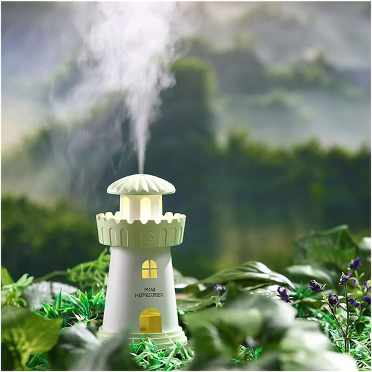 Perleraregb - Lighthouse Plant Humidifier Small usb air humidifier Night light usb diffuser Home Essential oil diffuser (Color: green)