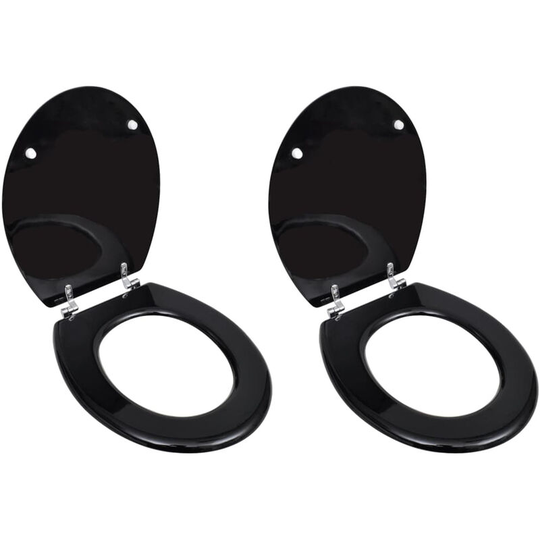 ToileSeats with Hard Close Lids 2 pcs mdf Black