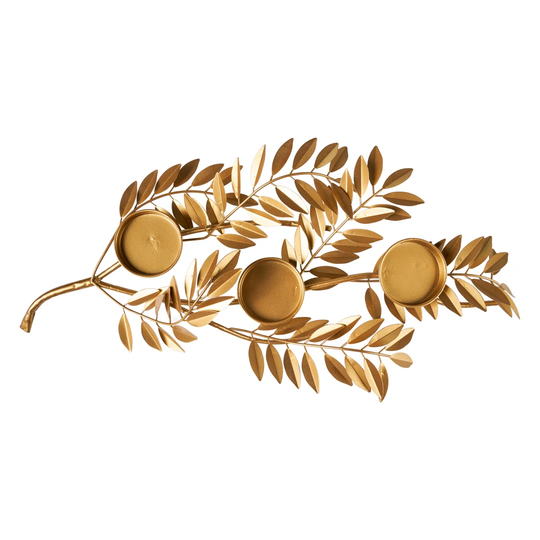 MERRY - CENTERPIECE P.TA 3 CANDLES GOLDEN PALMS