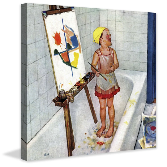Artist in the Bathtub by Jack Welch - Wrapped Canvas Painting Print