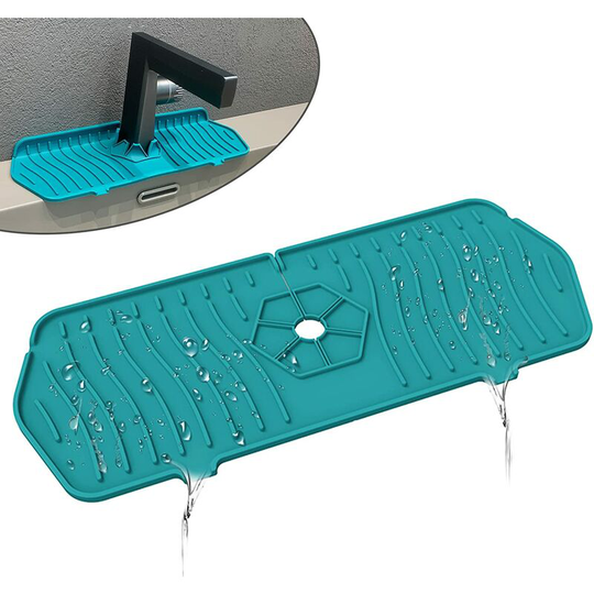 Perlerare - Silicone Kitchen Sink Splash Guard Mat, Sink Anti-Drip Sink Protectors (Green)