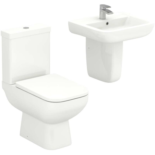 Sirus 520mm Semi Pedestal Basin and Toilet Suite - White