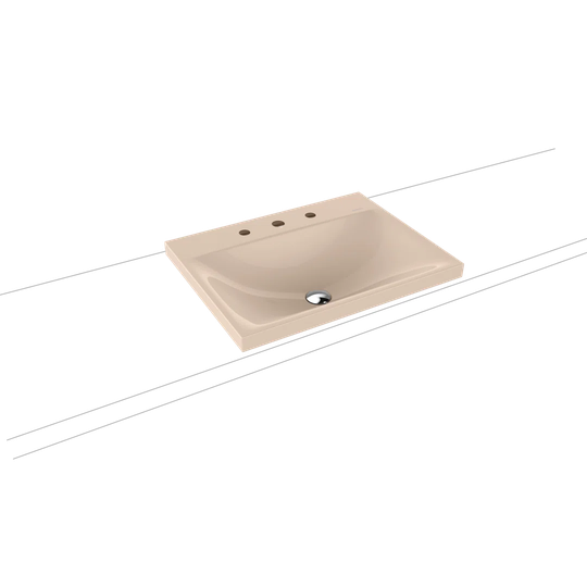 Beige Steel Enamel Rectangle Bathroom Sink