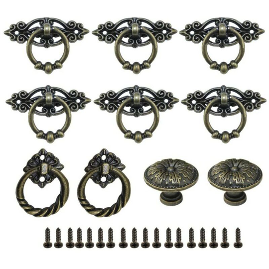 Retro Drawer Handle, Vintage Door Handle Knob, Bronze Cabinet Pull Handle with Screws, Add a Retro Ambience