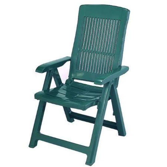 Garden Armchair, Multi-Position Folding, Made In Italy, 60 X 61 X 109 Cm, Green Color
