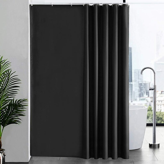 1 Piece Mildew Proof Shower Curtain Washable Fabric Black Large Waterproof Polyester Bath Curtains for Bathtub Bathroom 200x220cm
