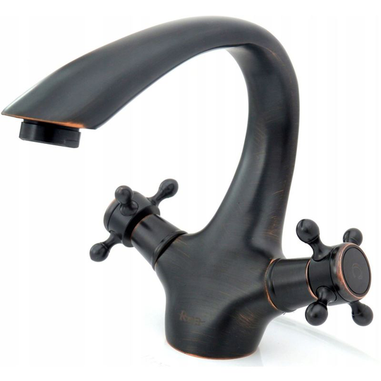 REA - Vintage Standing Basin Tap Mixer Bathroom Faucet Retro Old Black Ancient Heads