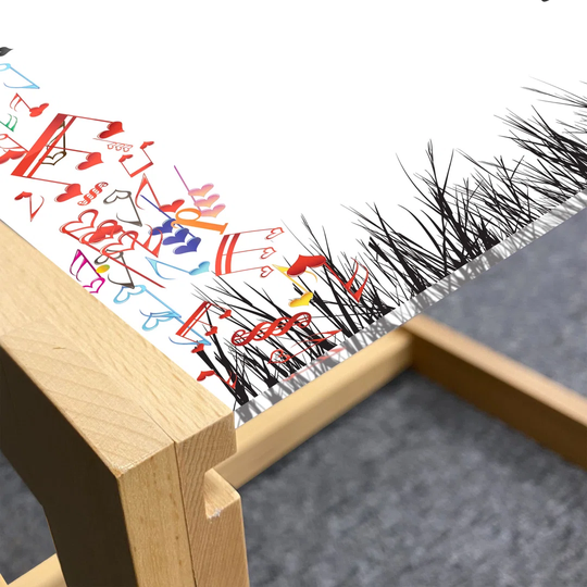 Umbrella Girl Coffee Table, Illustration Of A Young Couple With Musical And Hearts, Acrylic Glass Center Table With Wooden Frame For Offices Dorms Cha