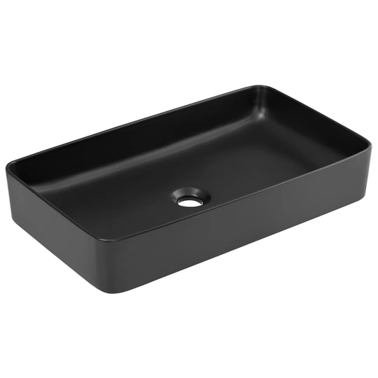 Black Ceramic Rectangular Bathroom Sink