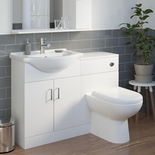 Essence Toilet & Basin Vanity Unit Combination - White Gloss 1110mm
