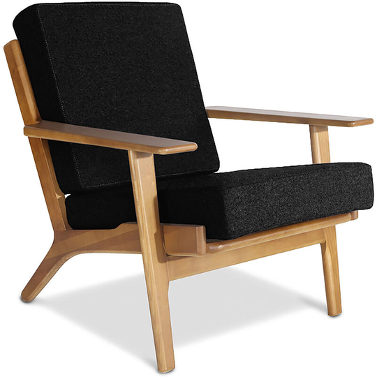 FM350 Armchair - Cashmere Black Cashmere, Wood, Fabric, Wood - Black